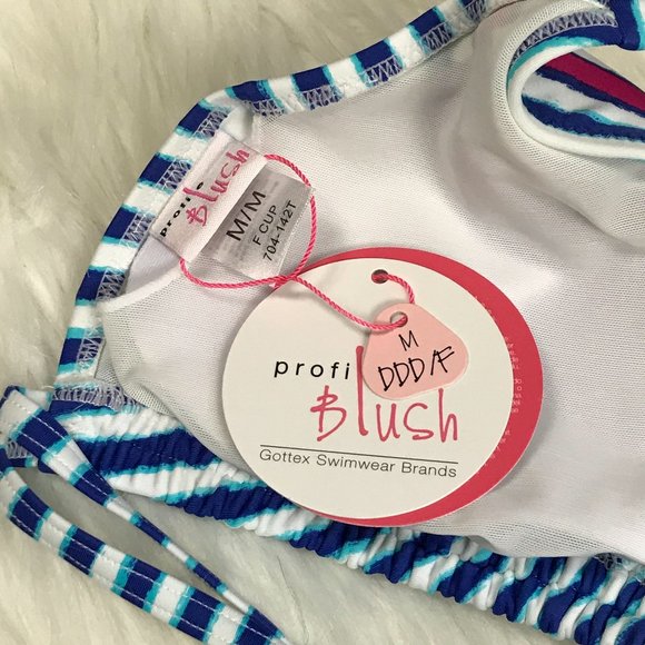 Profile Blush Gottex Navy Stripe Halter Bikini Top - Picture 13 of 16